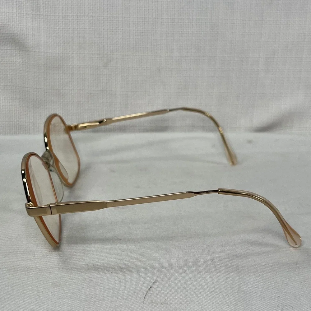 Luxottica Annette Eyeglasses Gold Electric Pink Square Frame Italy 53-17-130